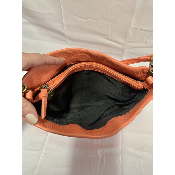 THE SAK Coral Pink Leather Snake Print Messenger Shoulder Bag Magnetic Closure - Picture 10 of 12